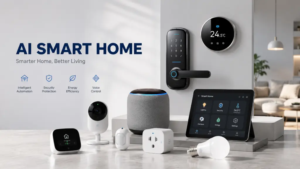 AI smart home devices for intelligent home automation and security