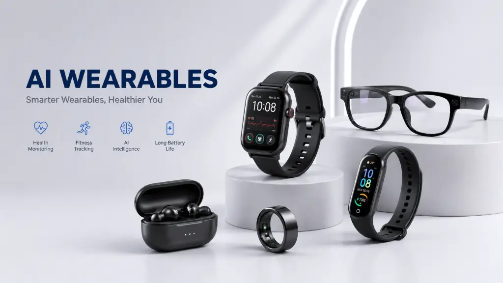 AI wearable technology including smart watches and health monitoring devices