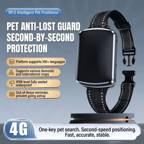 M10 Smart Pet GPS Tracker with Dual BeiDou + GPS Positioning & IP68 Waterproofing